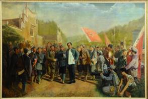 说明: C:\Users\Administrator\Desktop\党史长廊114\第一分屏材料包-党史回眸\一屏（轮播）\轮播1-默认首页-新民主主义革命时期\8-油画“浏阳永和会师--红军第一方面军建立“.章作人——长征是人类历史上的伟大奇迹.TIF